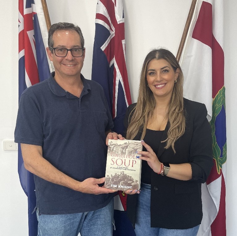 Tim Knight with Eleni Petinos MP at her Miranda office.